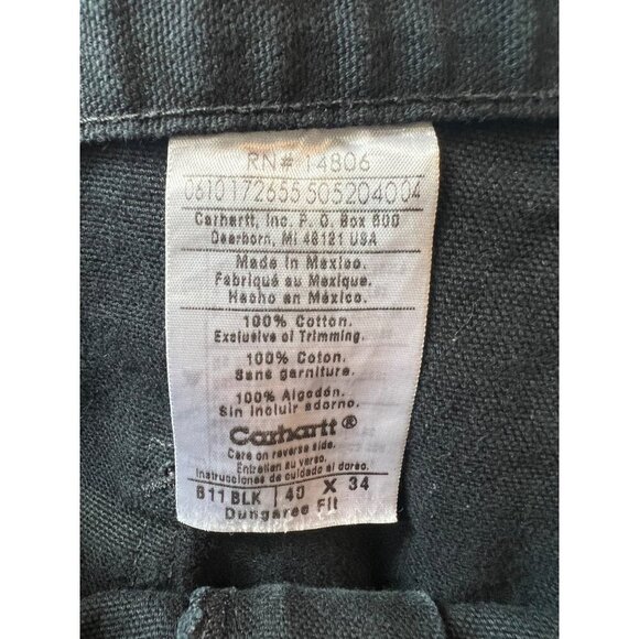 Carhartt Mens Black Cotton Work Pants Size 40x34 With Utility Pocket & Durable - Picture 3 of 4